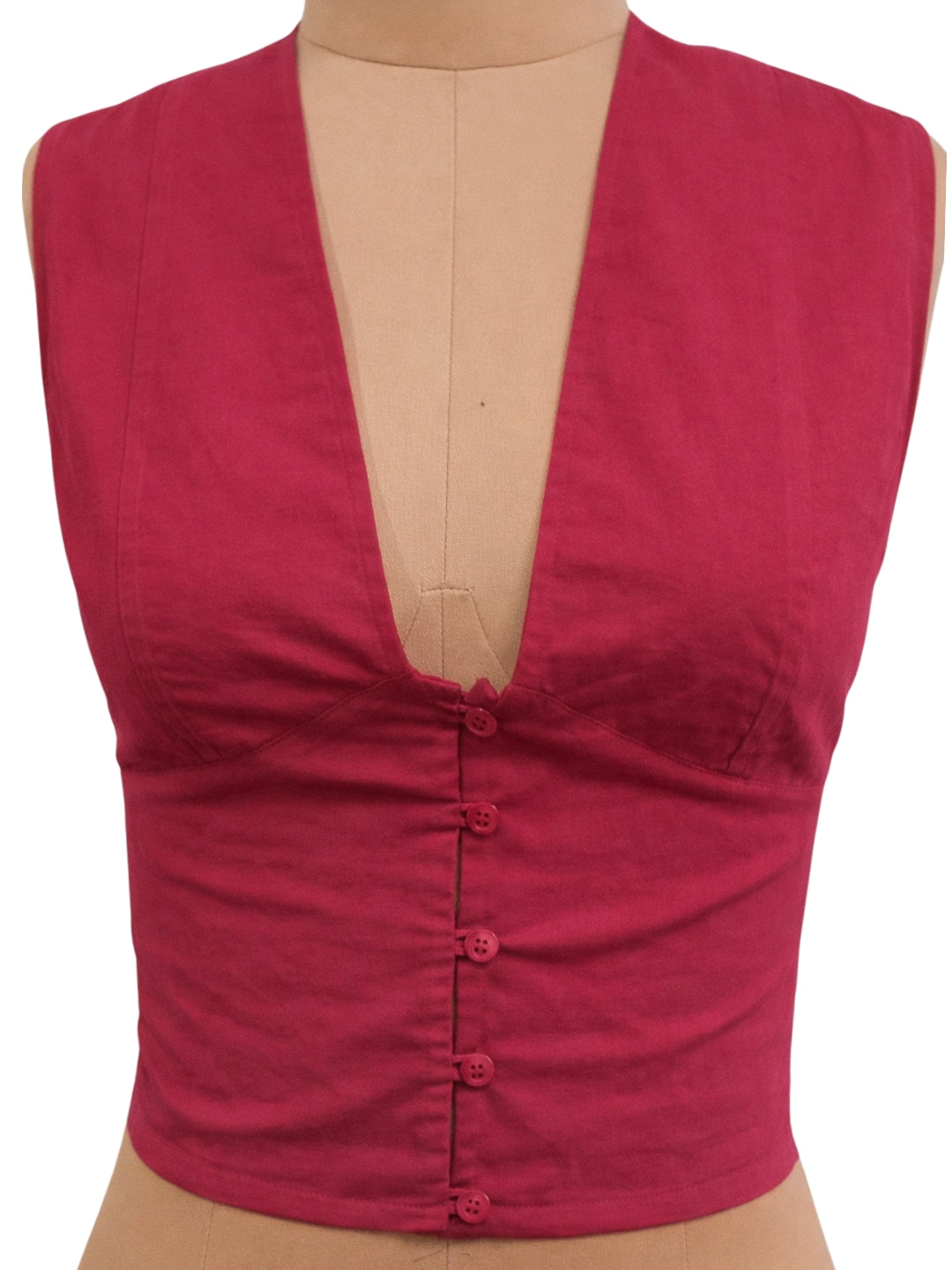 Maroon Solid Sleeveless Top