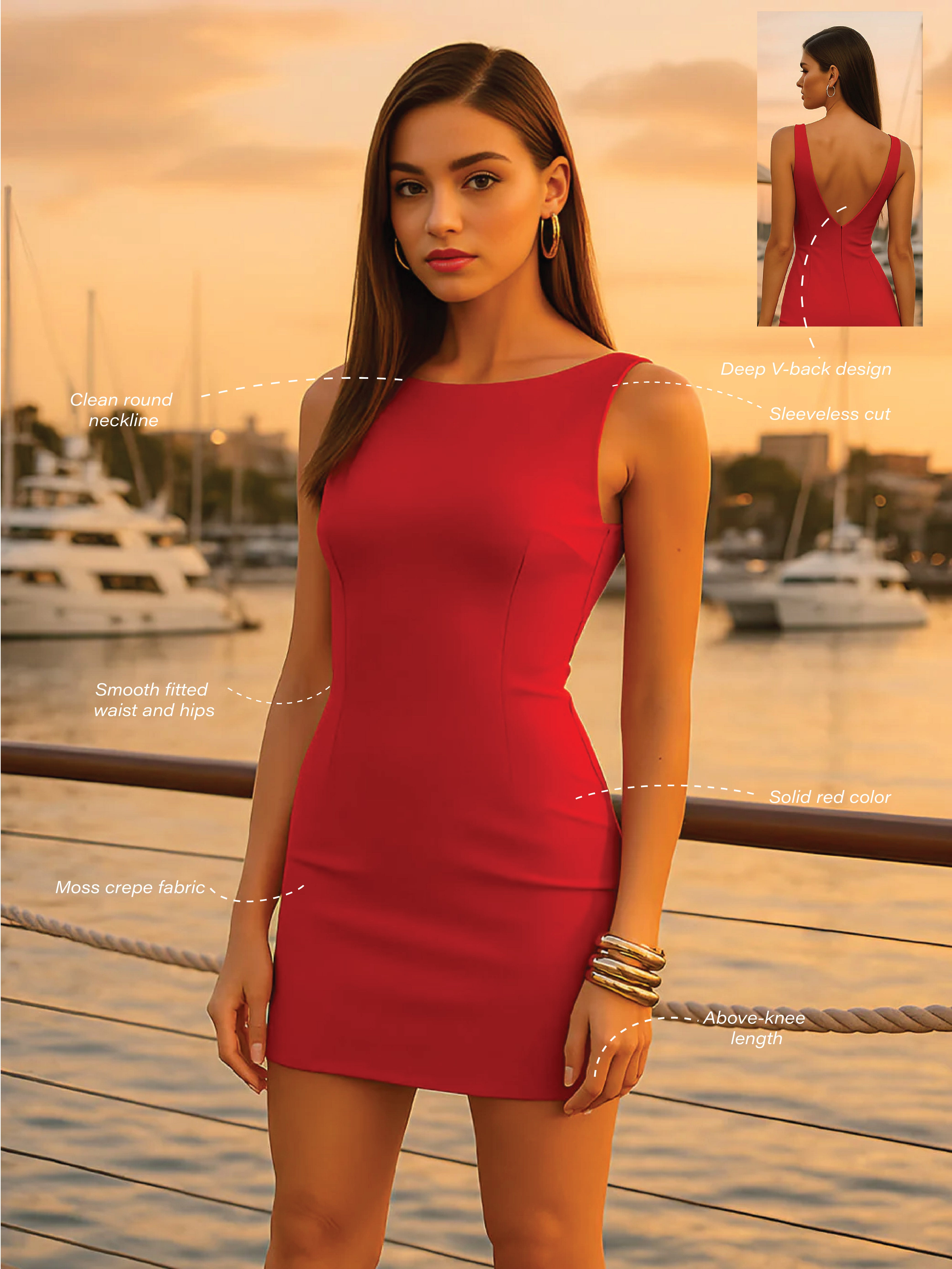 Red Solid Sleeveless Mini Dress