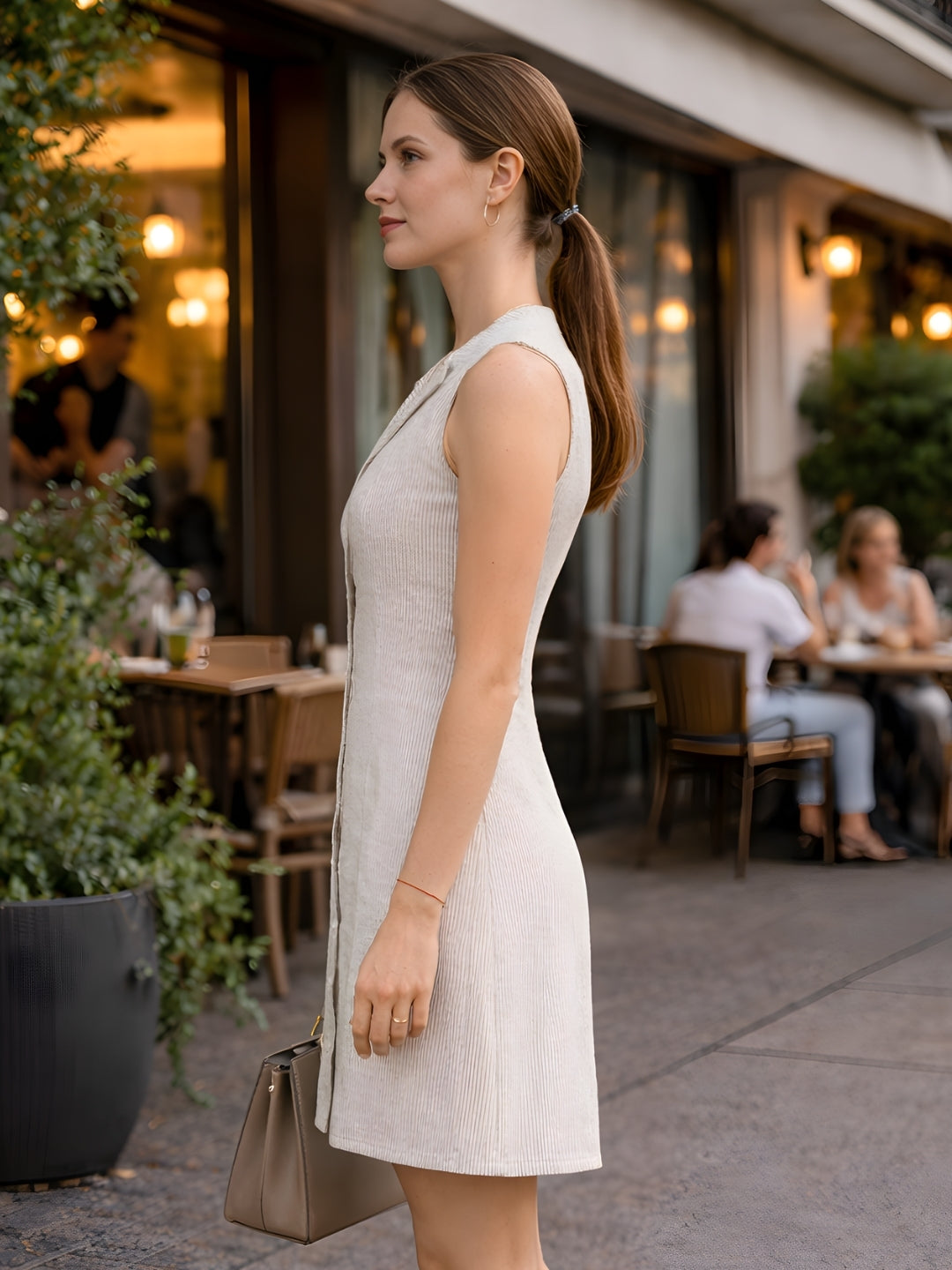 Yellow Stripes Sleeveless Mini Dress