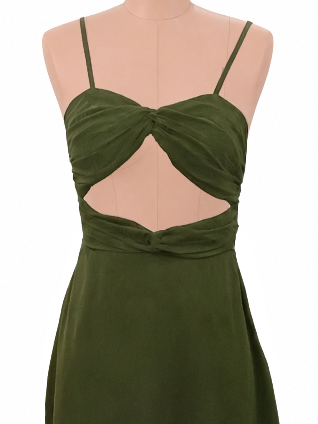 Olive Solid Shoulder Straps Mini Dress