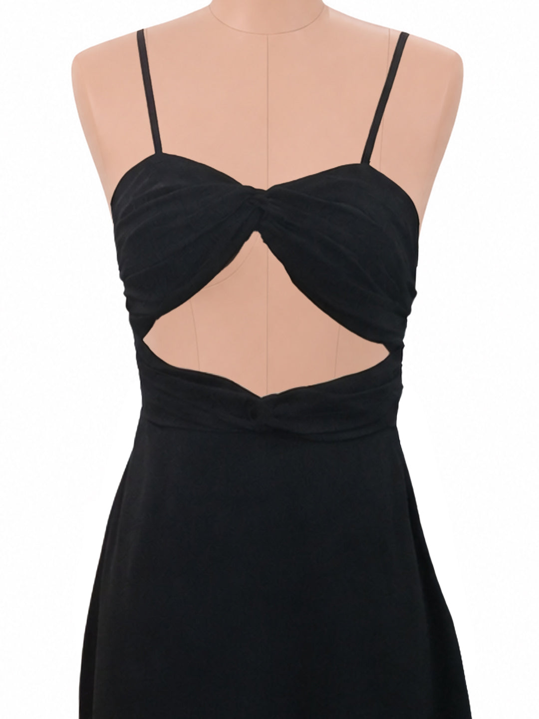 Black Solid Shoulder Straps Mini Dress
