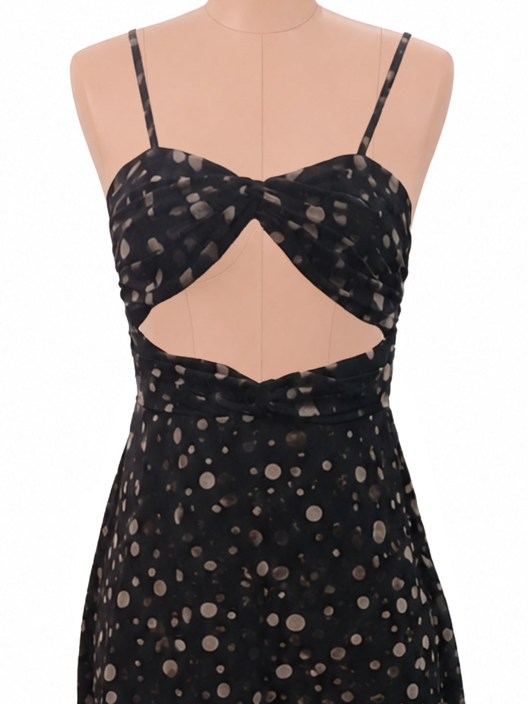 Black Polka Dot Shoulder Straps Mini Dress
