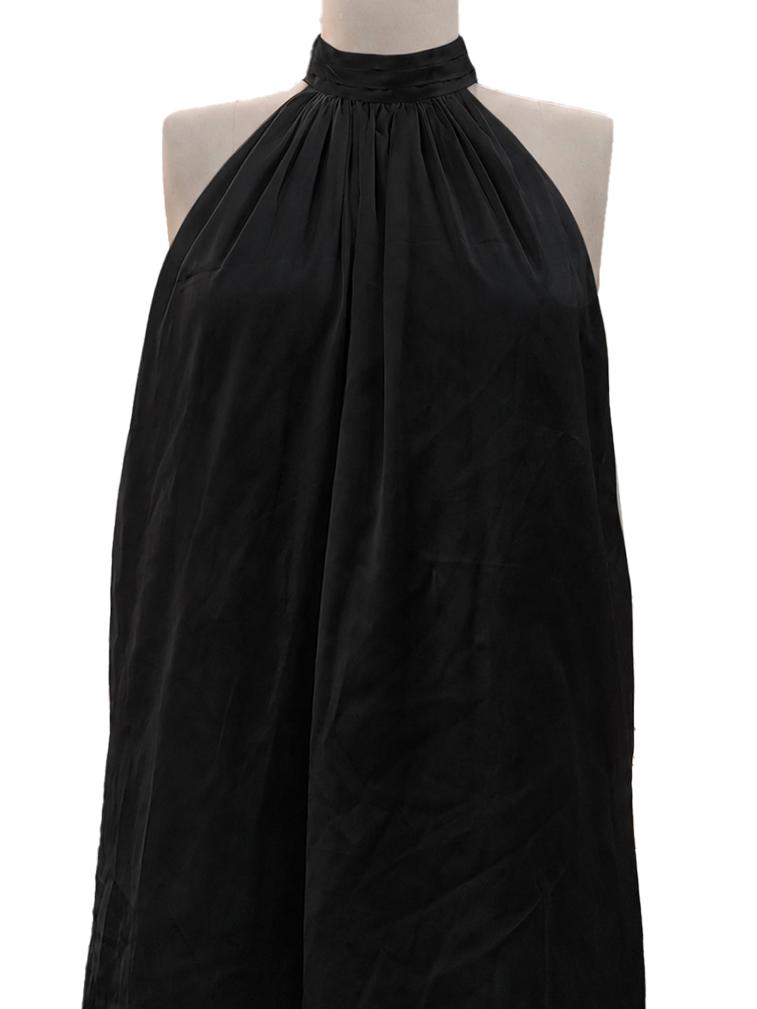Black Solid Sleeveless Tie-Up Neck Fit And Flare Mini Dress
