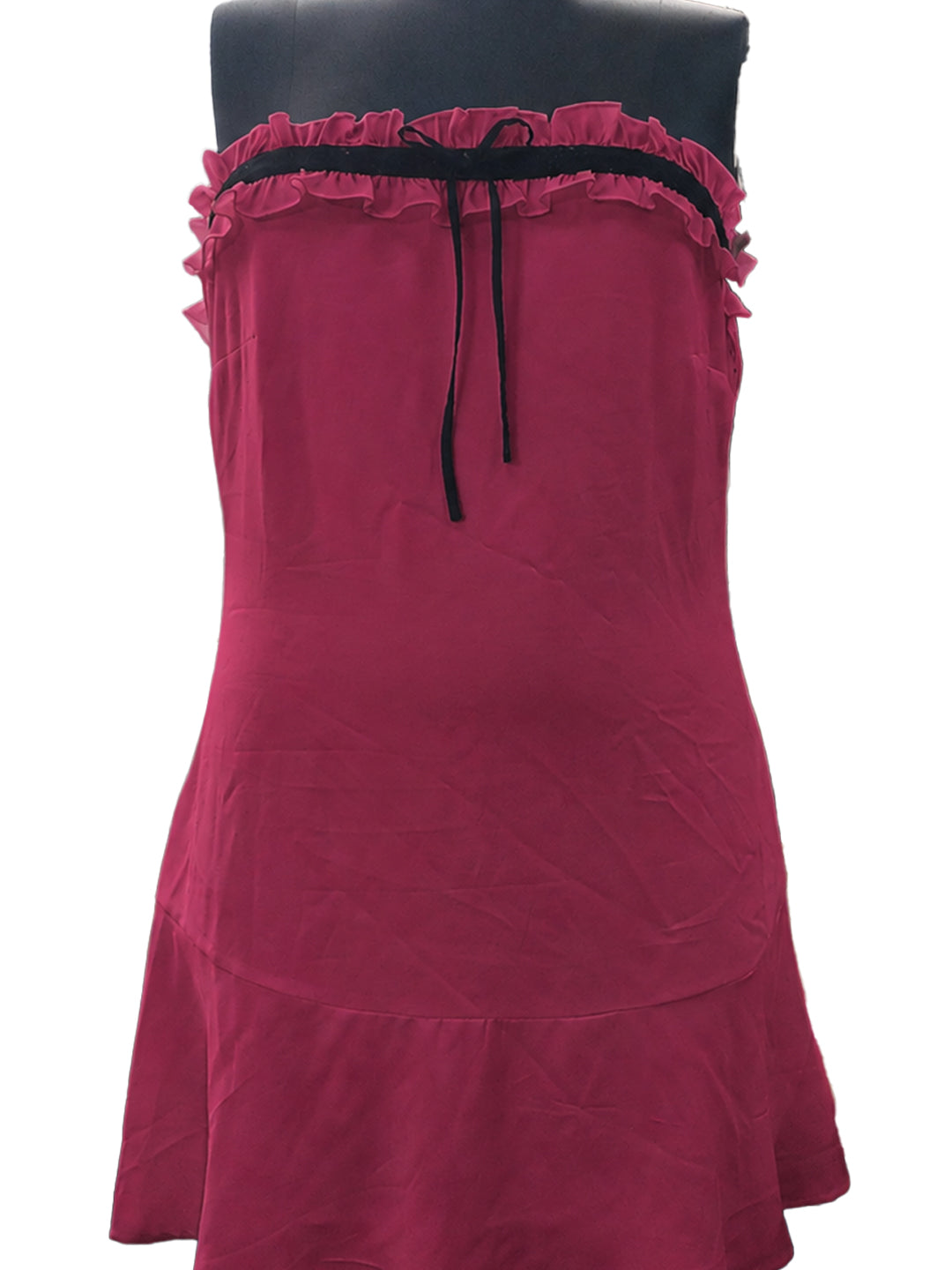 Magenta Solid Sleeveless Off-Shoulder Fit And Flare Mini Dress