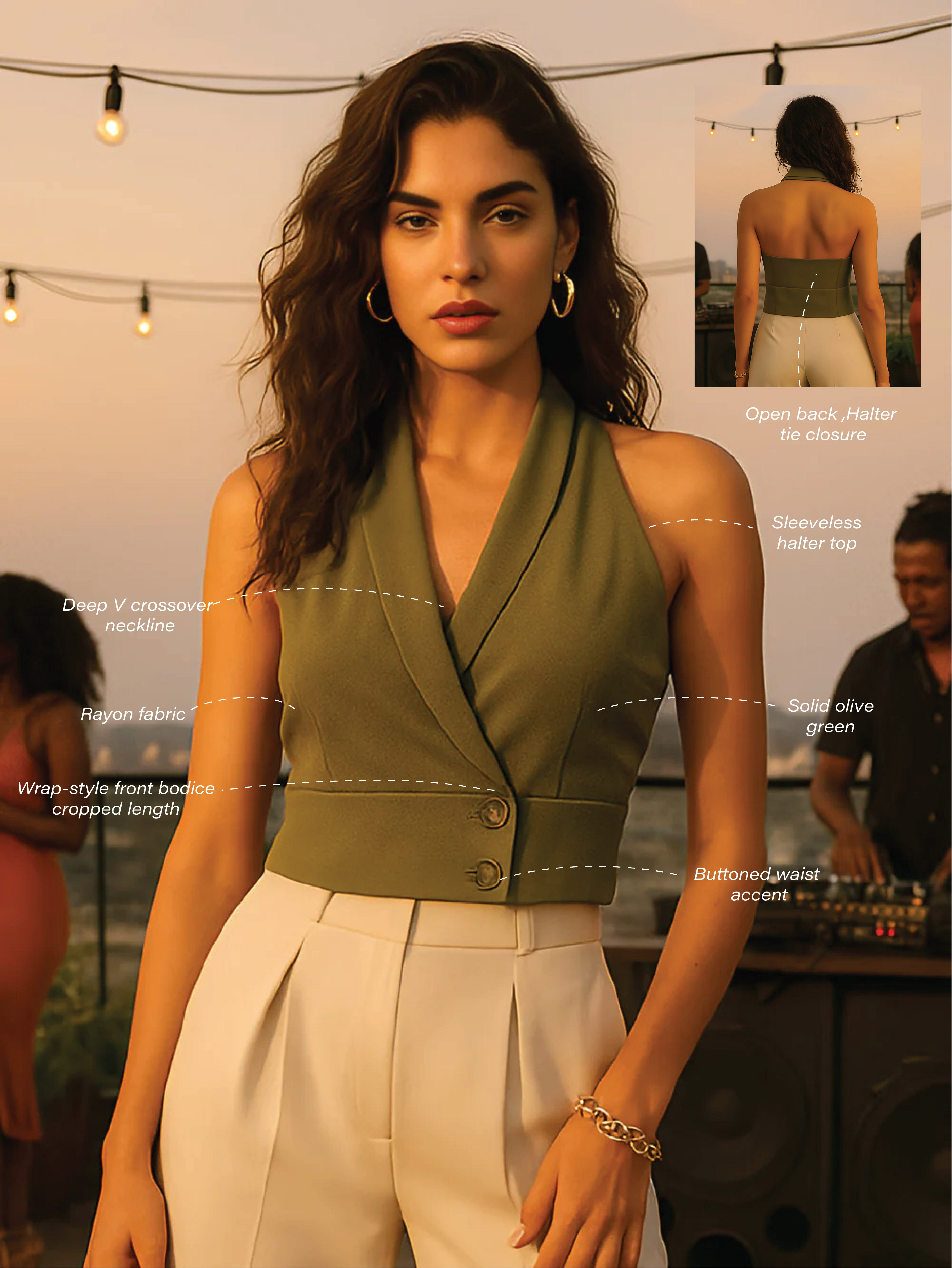 Green Solid Sleeveless Top