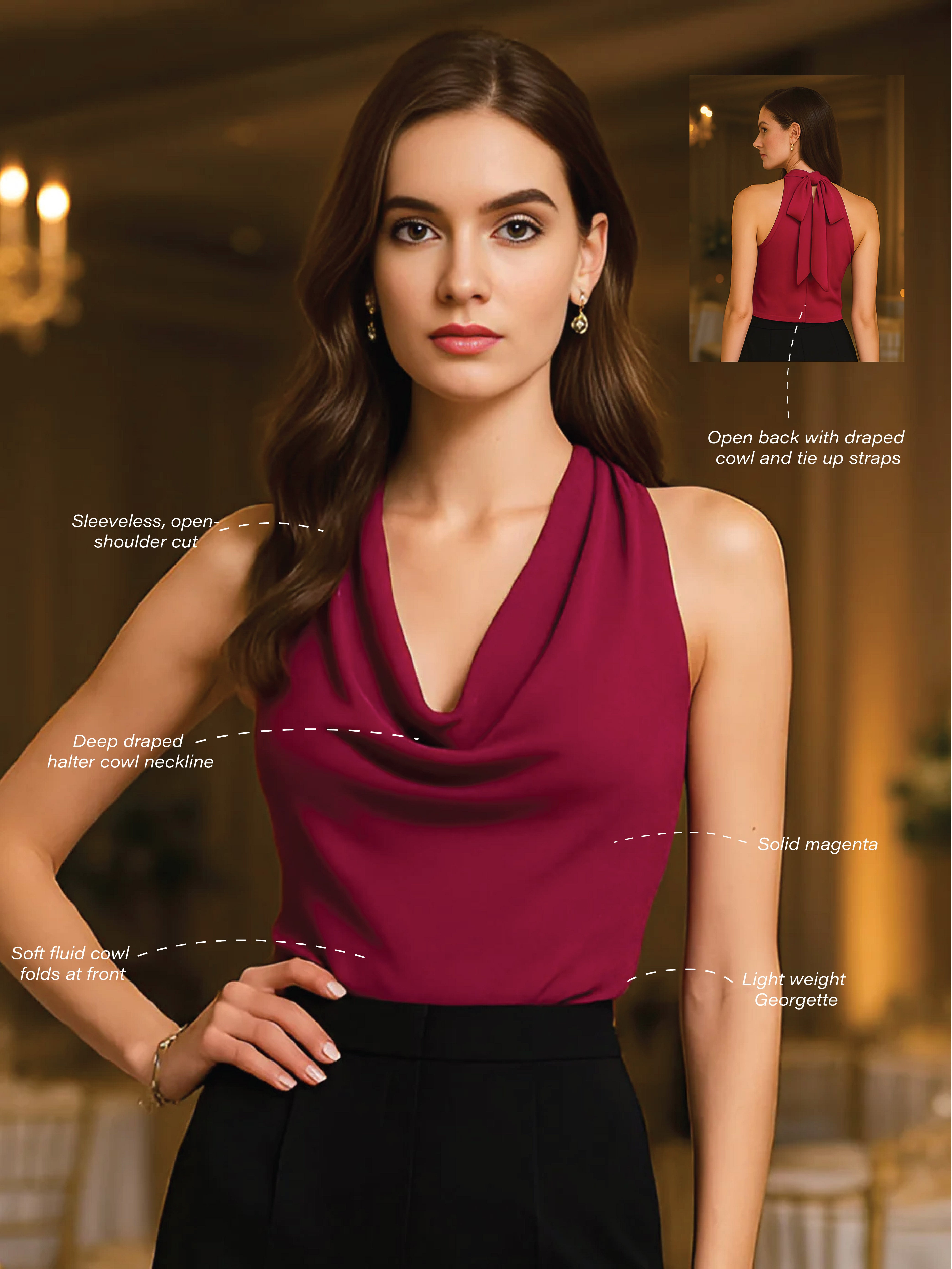 Magenta Solid Sleeveless Top