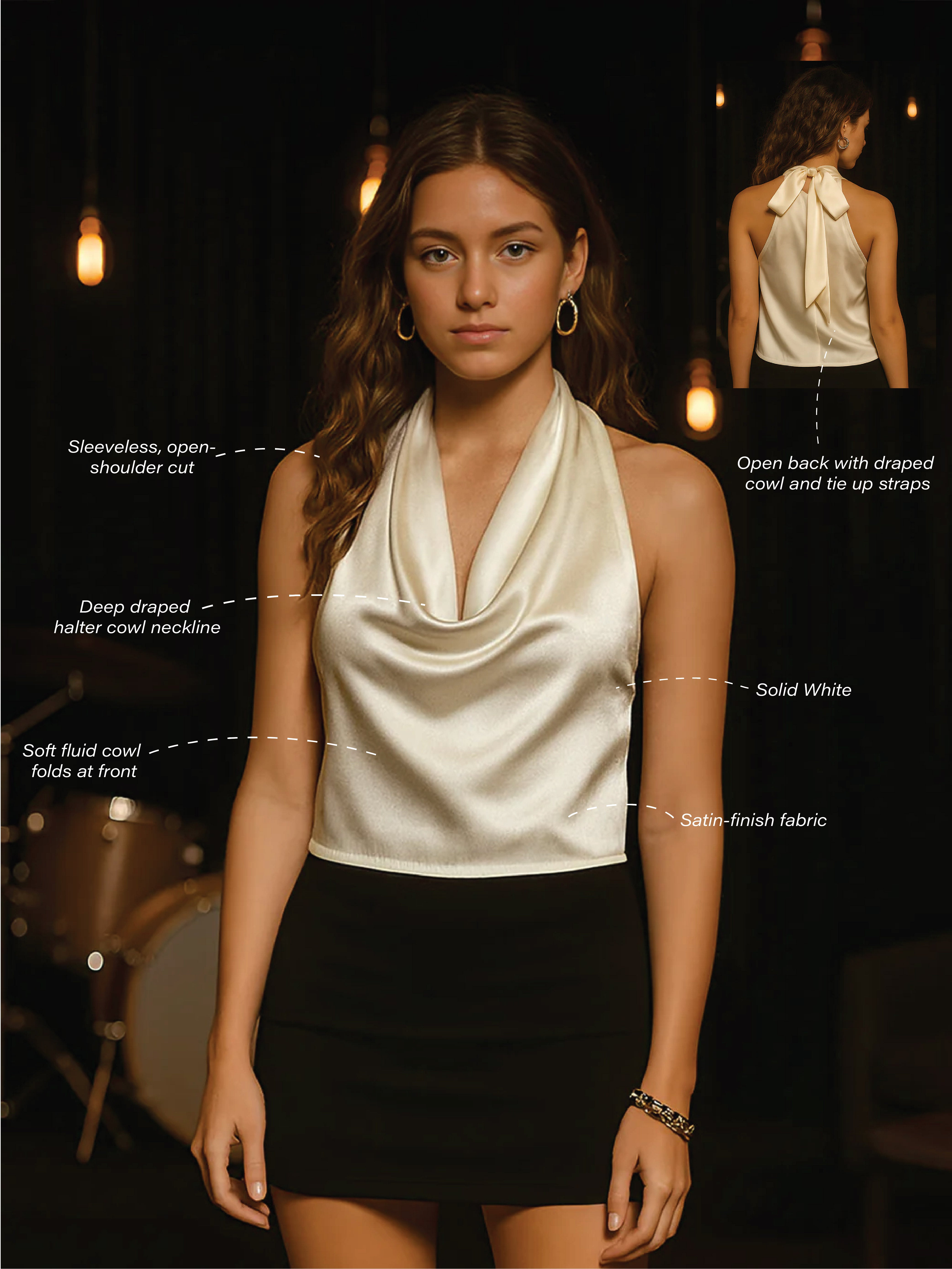 Off White Solid Sleeveless Top