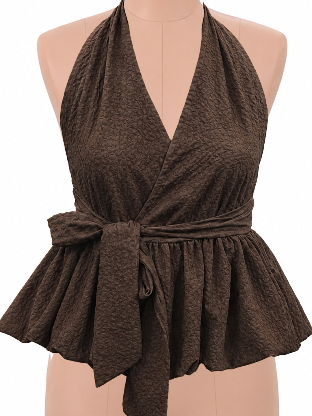 Brown Solid Sleeveless Top