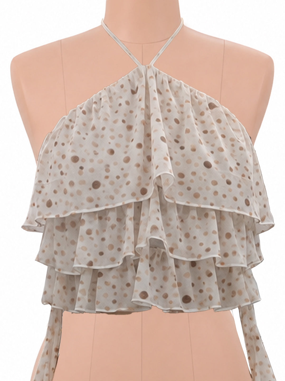 Cream Polka Dot Sleeveless Top
