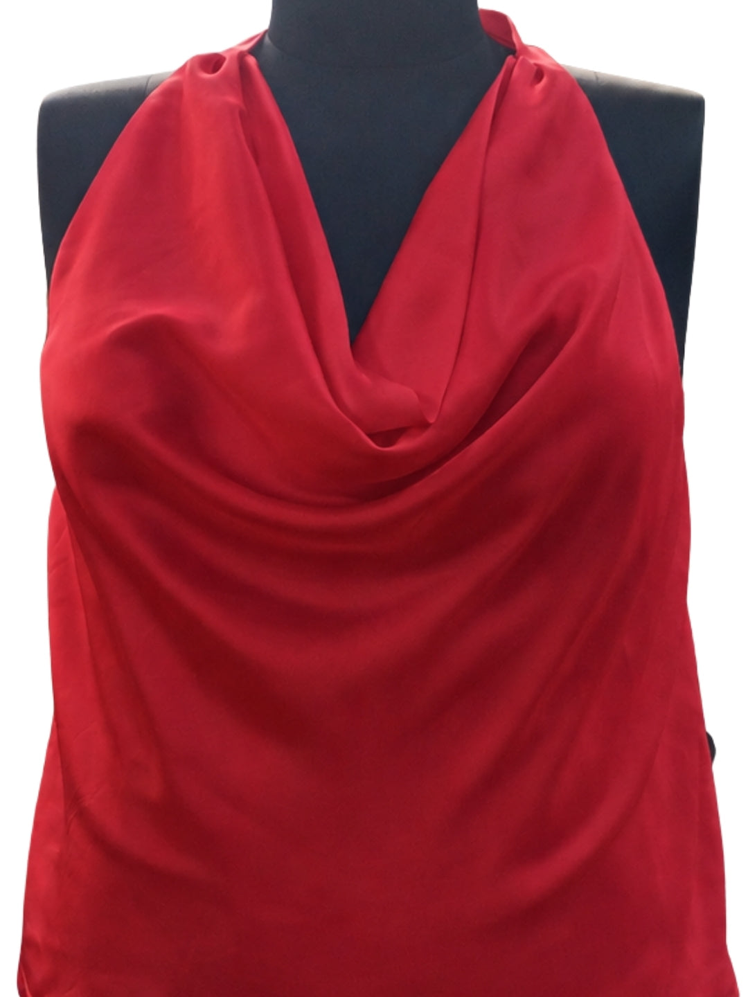 Red Solid Sleeveless Cowl Neck Straight Top