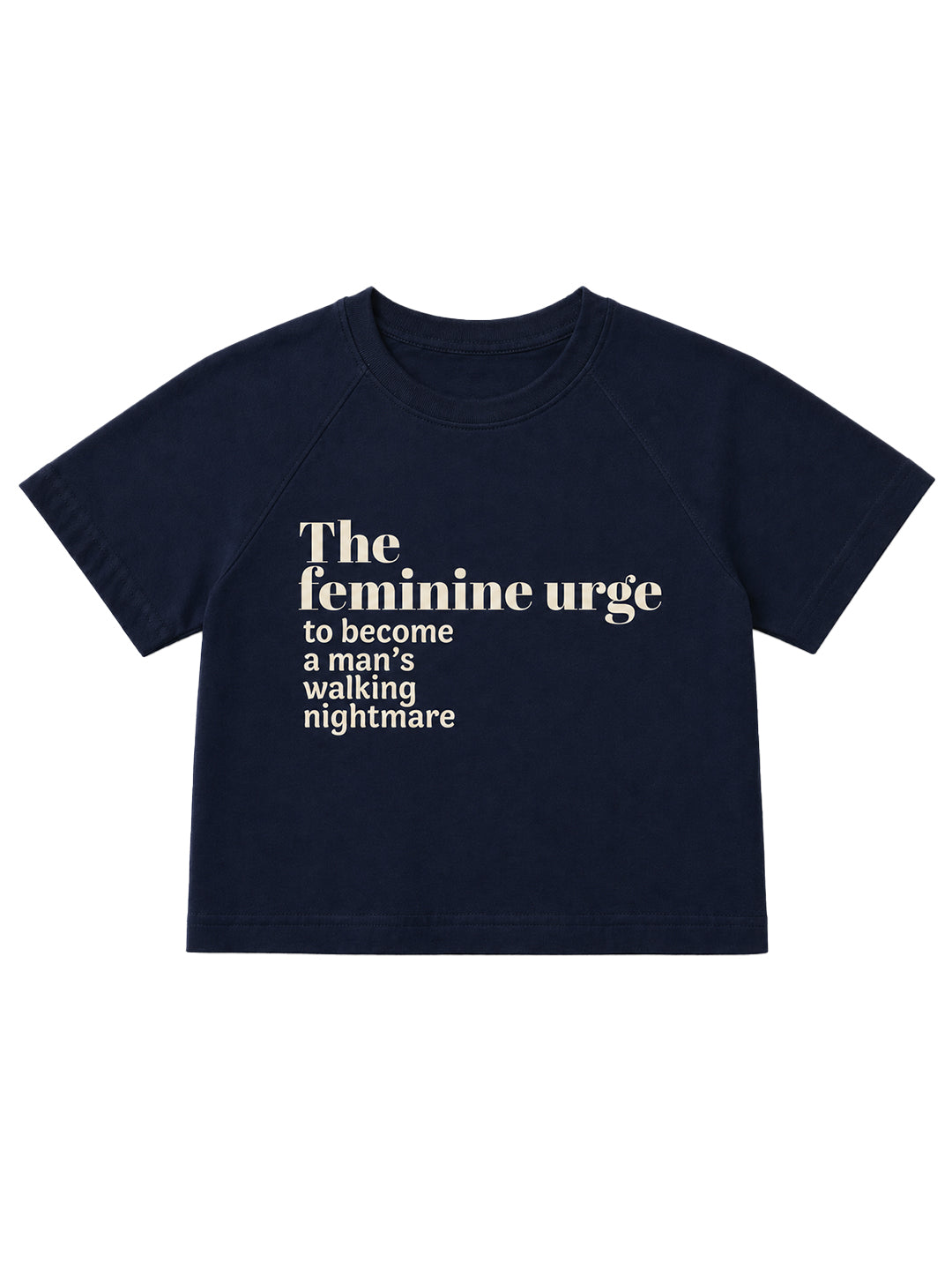 Navy Typography Raglan Sleeves T-shirt