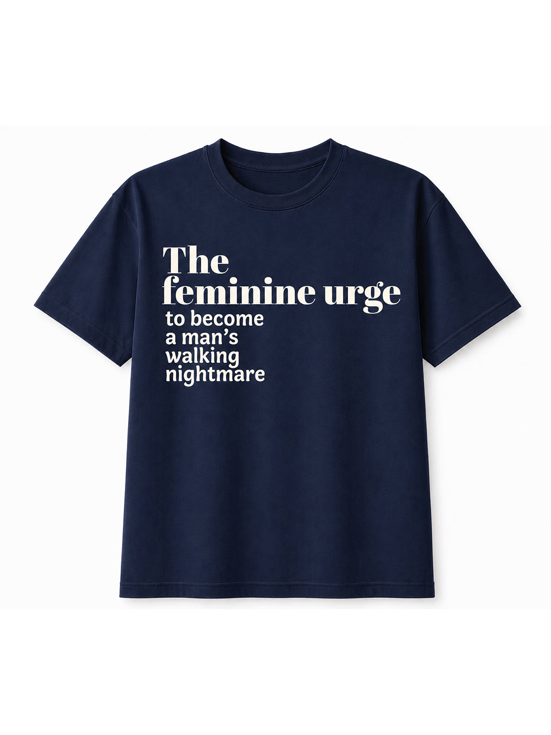 Navy Typography Straight Sleeves Regular T-shirt