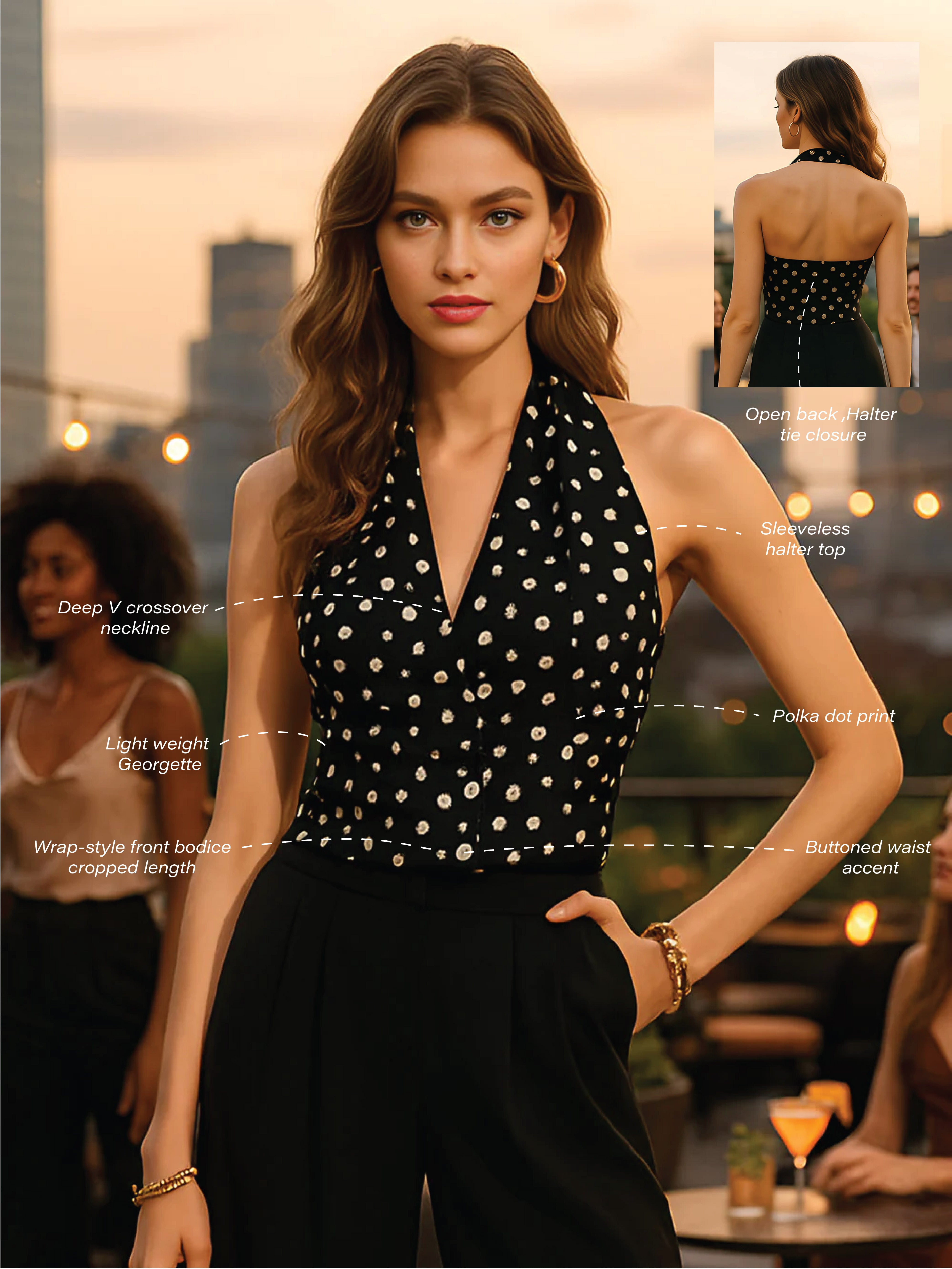 Black Polka Dot Sleeveless Top