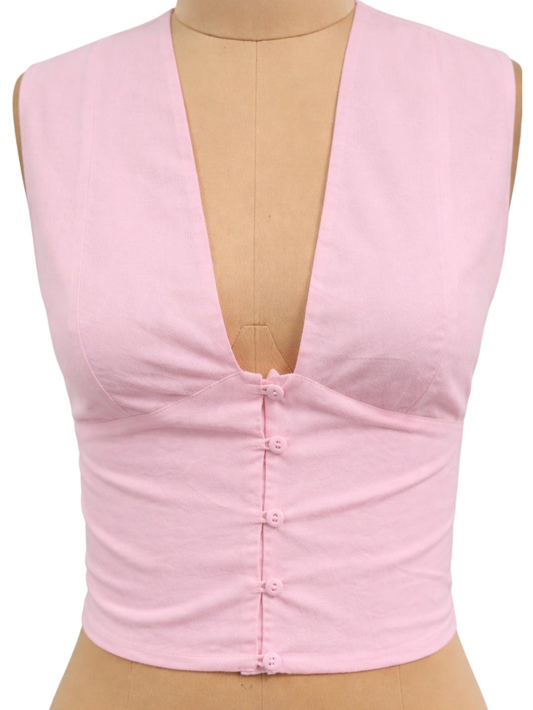 Pink Solid Sleeveless Top
