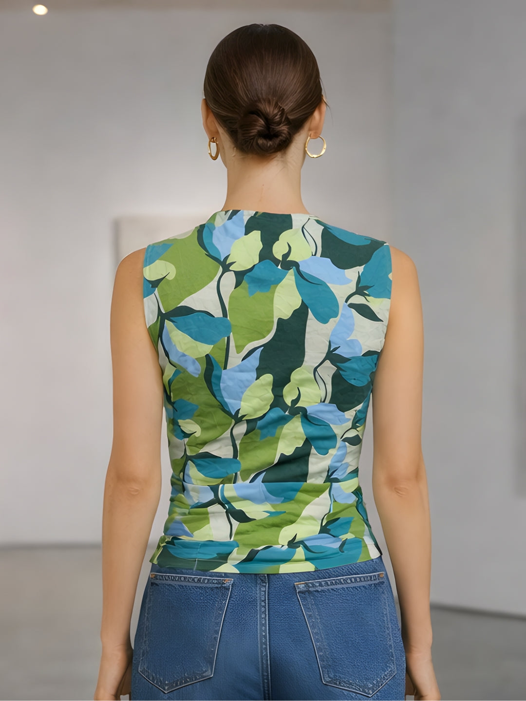 Multi Abstract Sleeveless Top