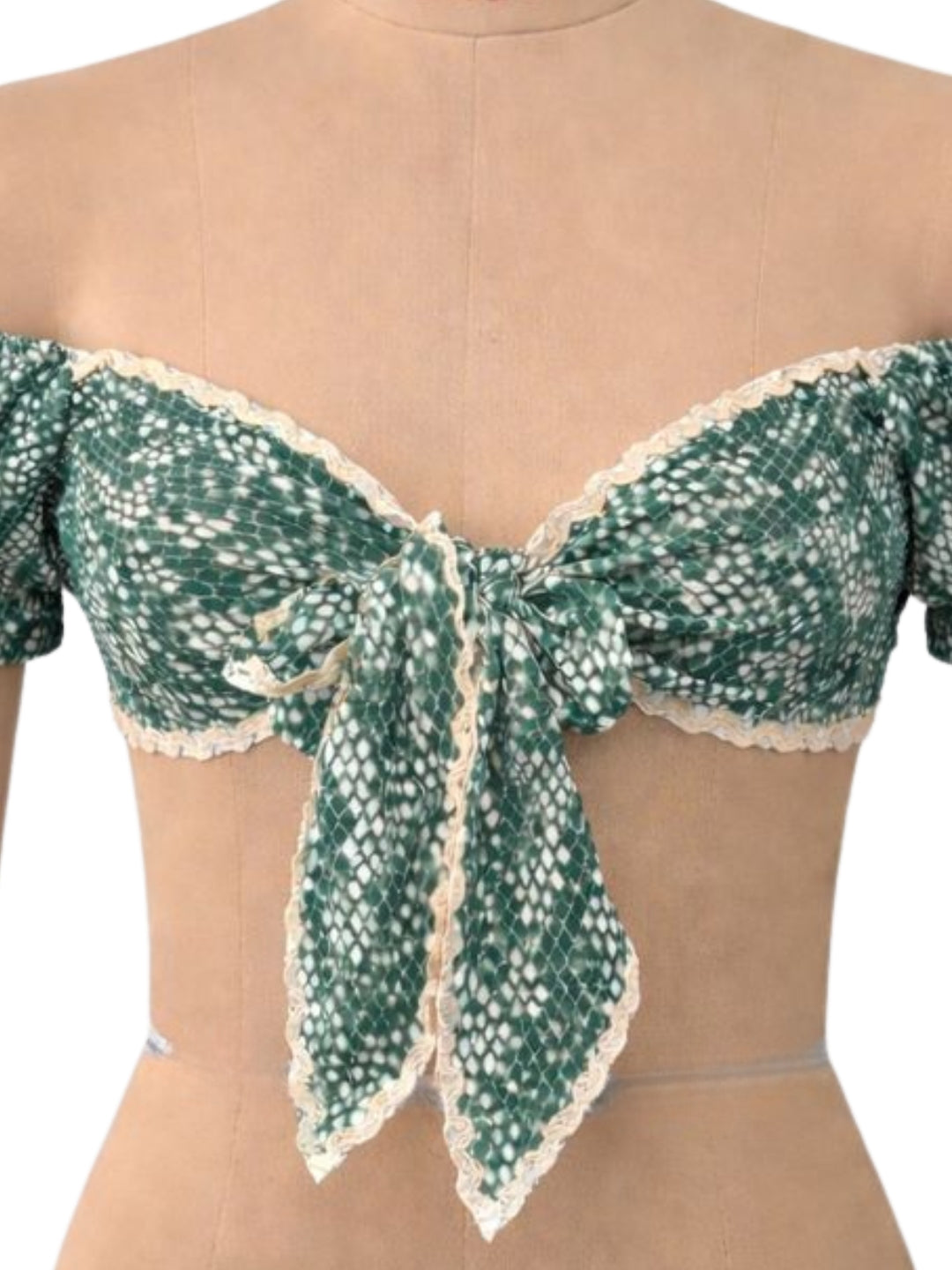 Green Animal Print Half Sleeves Top