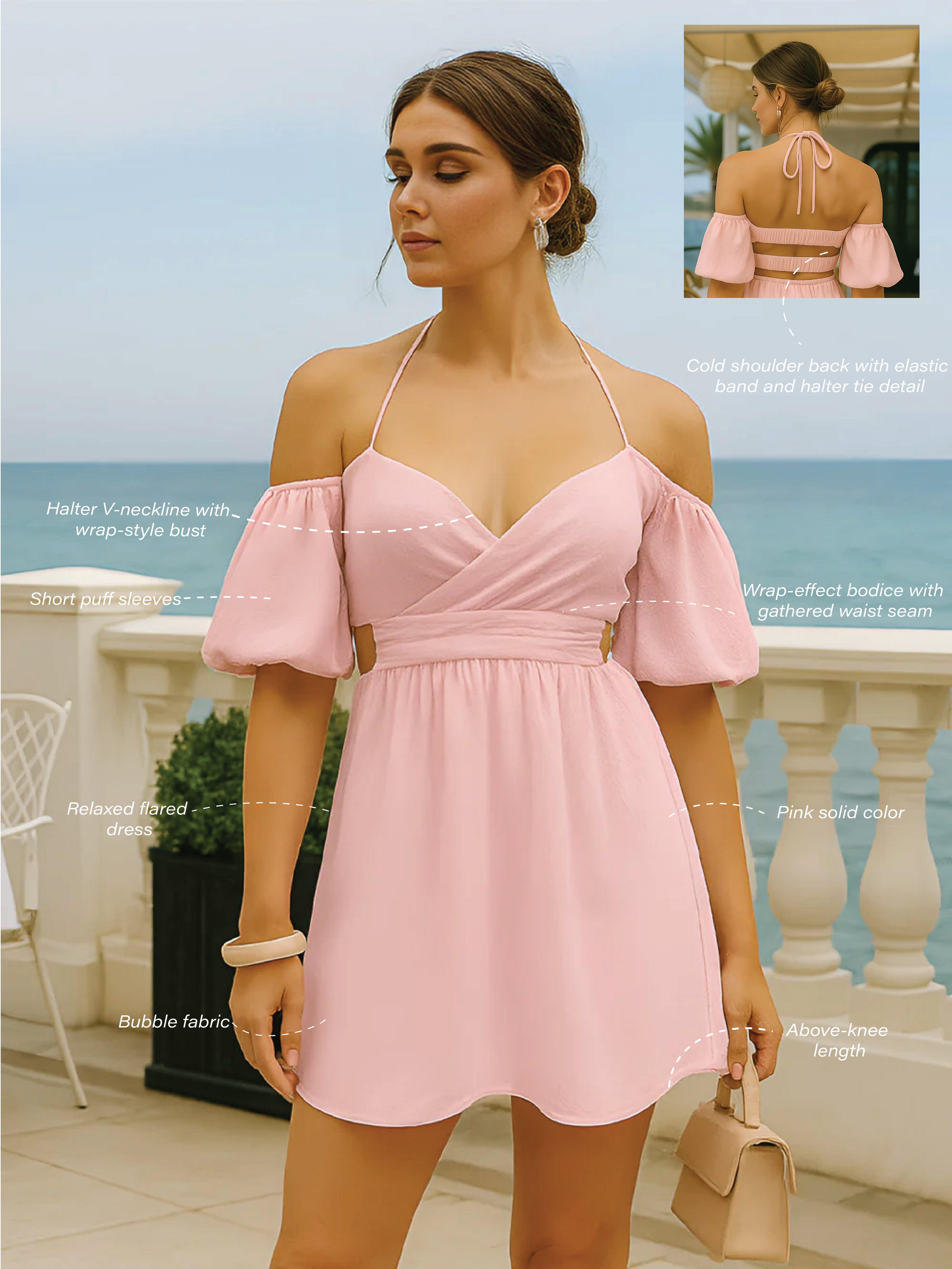 Pink Solid Off-Shoulder Mini Dress