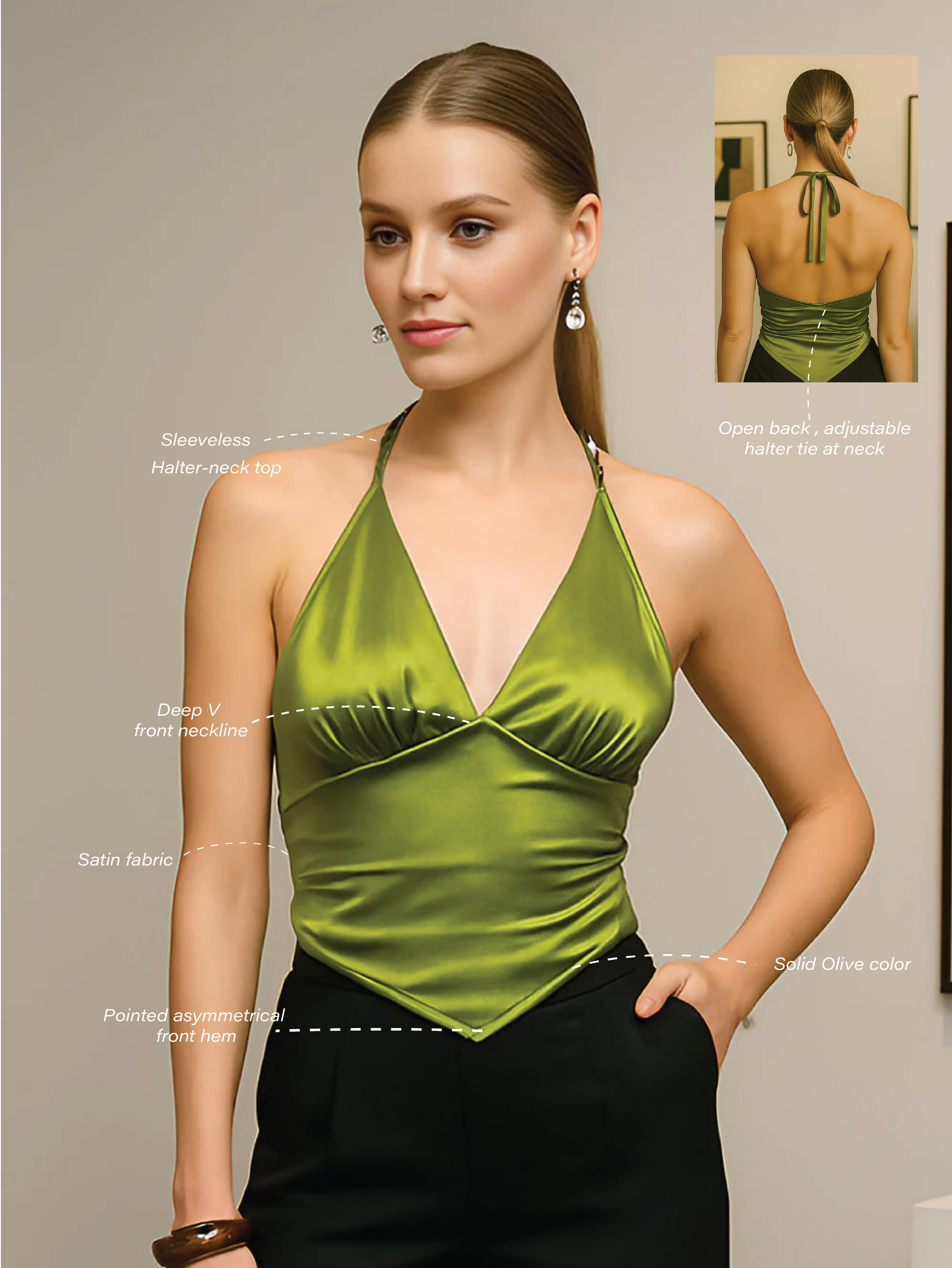 Green Solid Sleeveless Top