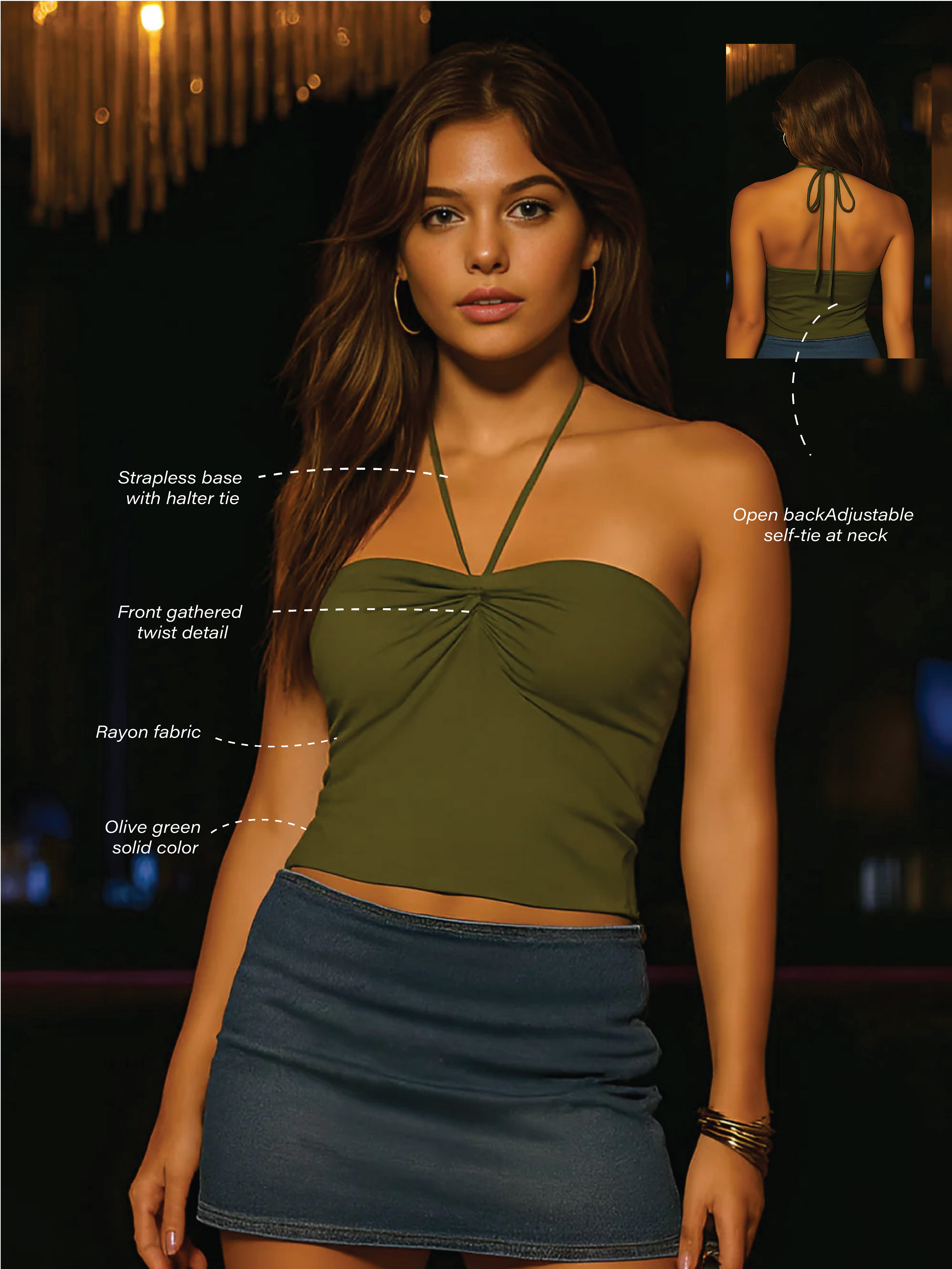 Green Solid Sleeveless Top