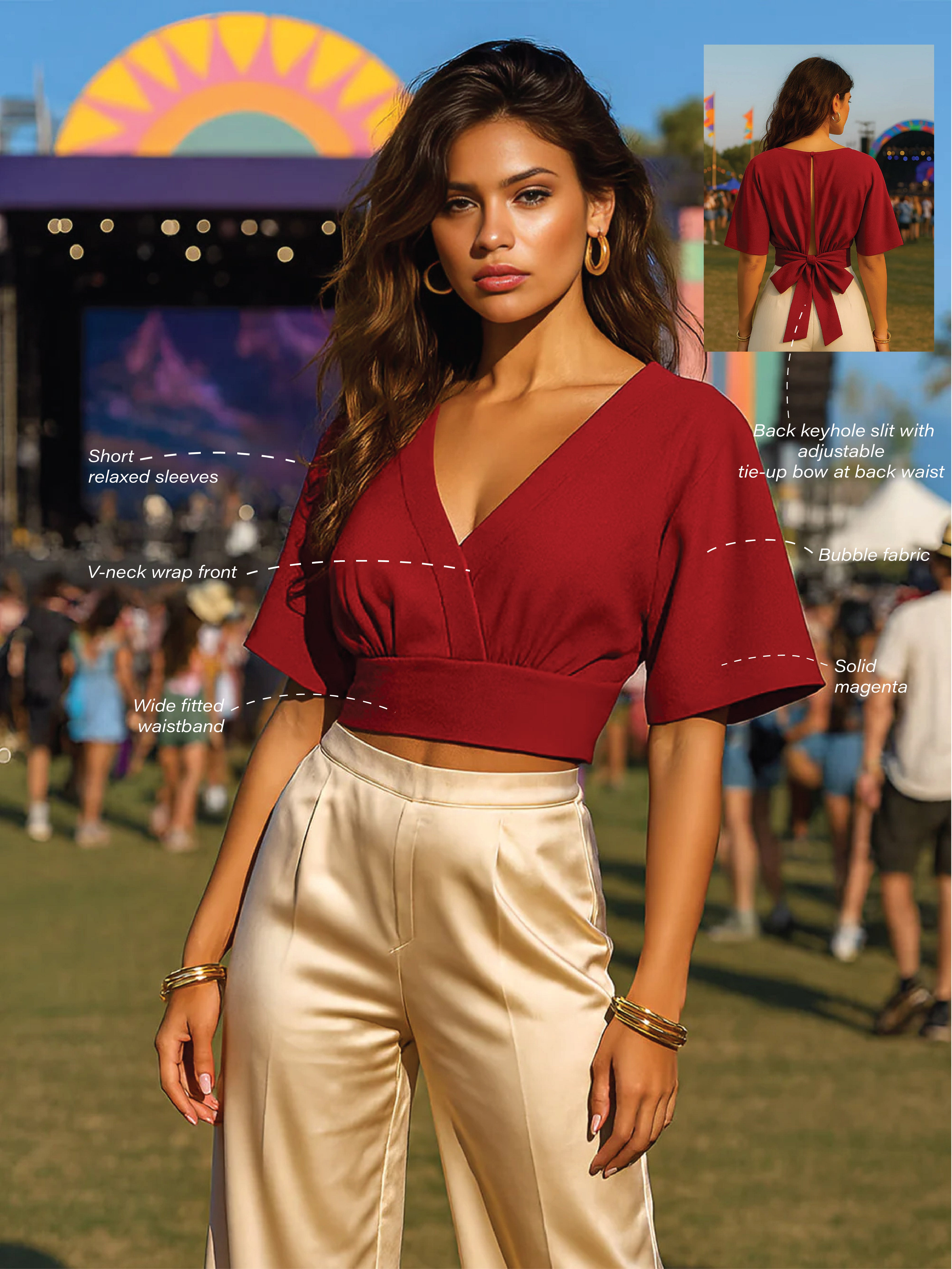 Maroon Solid Half Sleeves Top