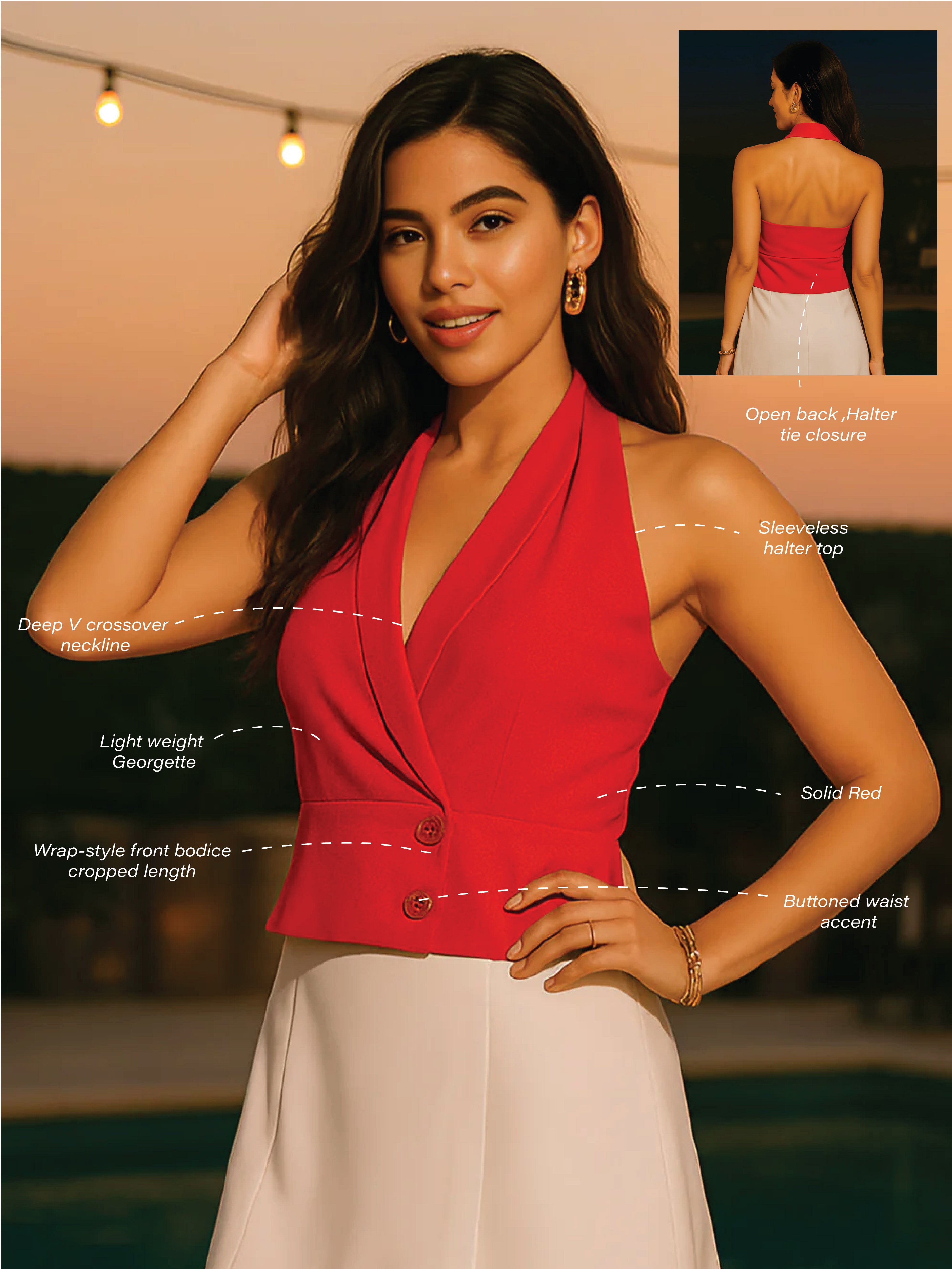 Red Solid Sleeveless Top