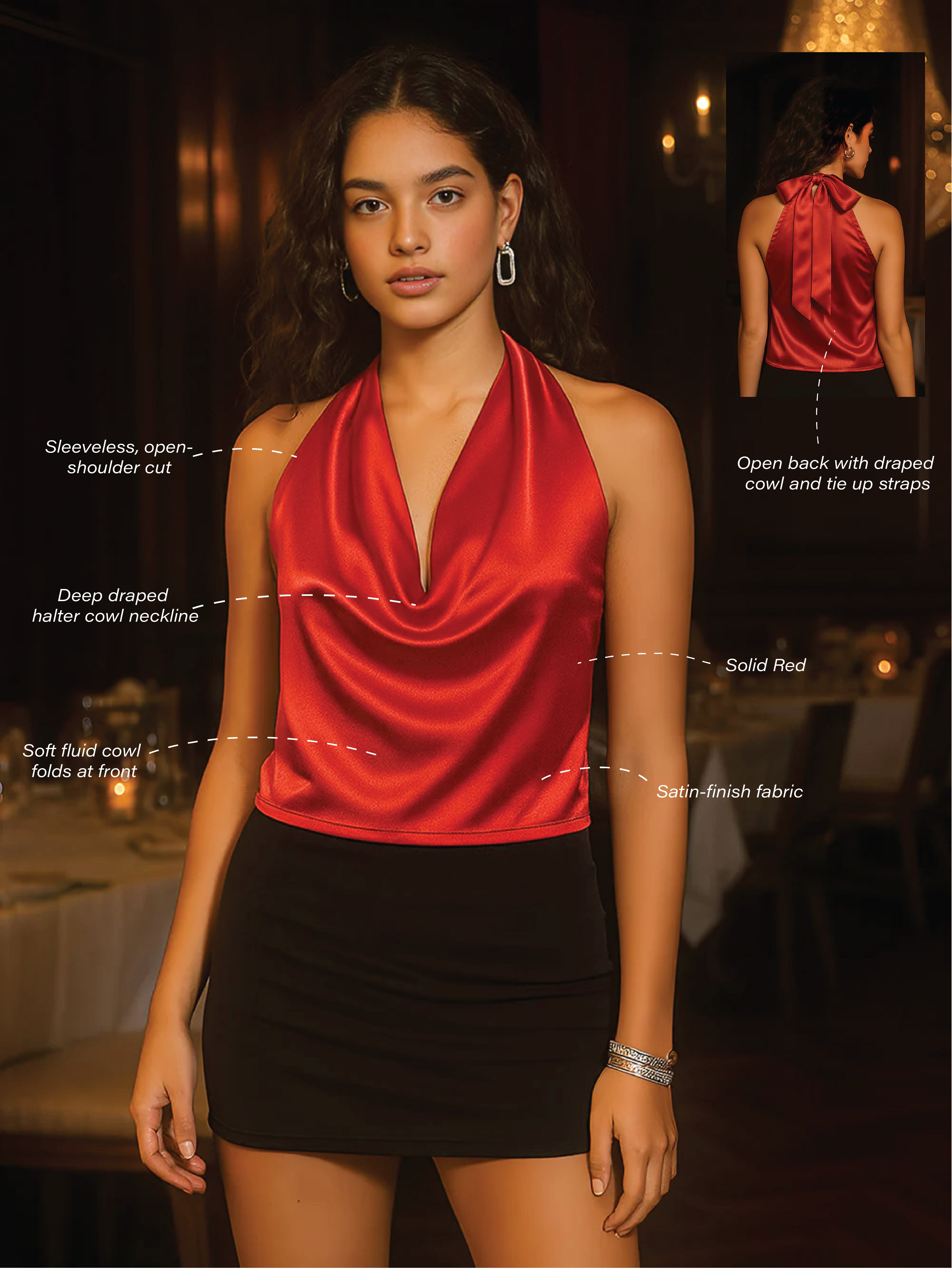 Red Solid Sleeveless Top