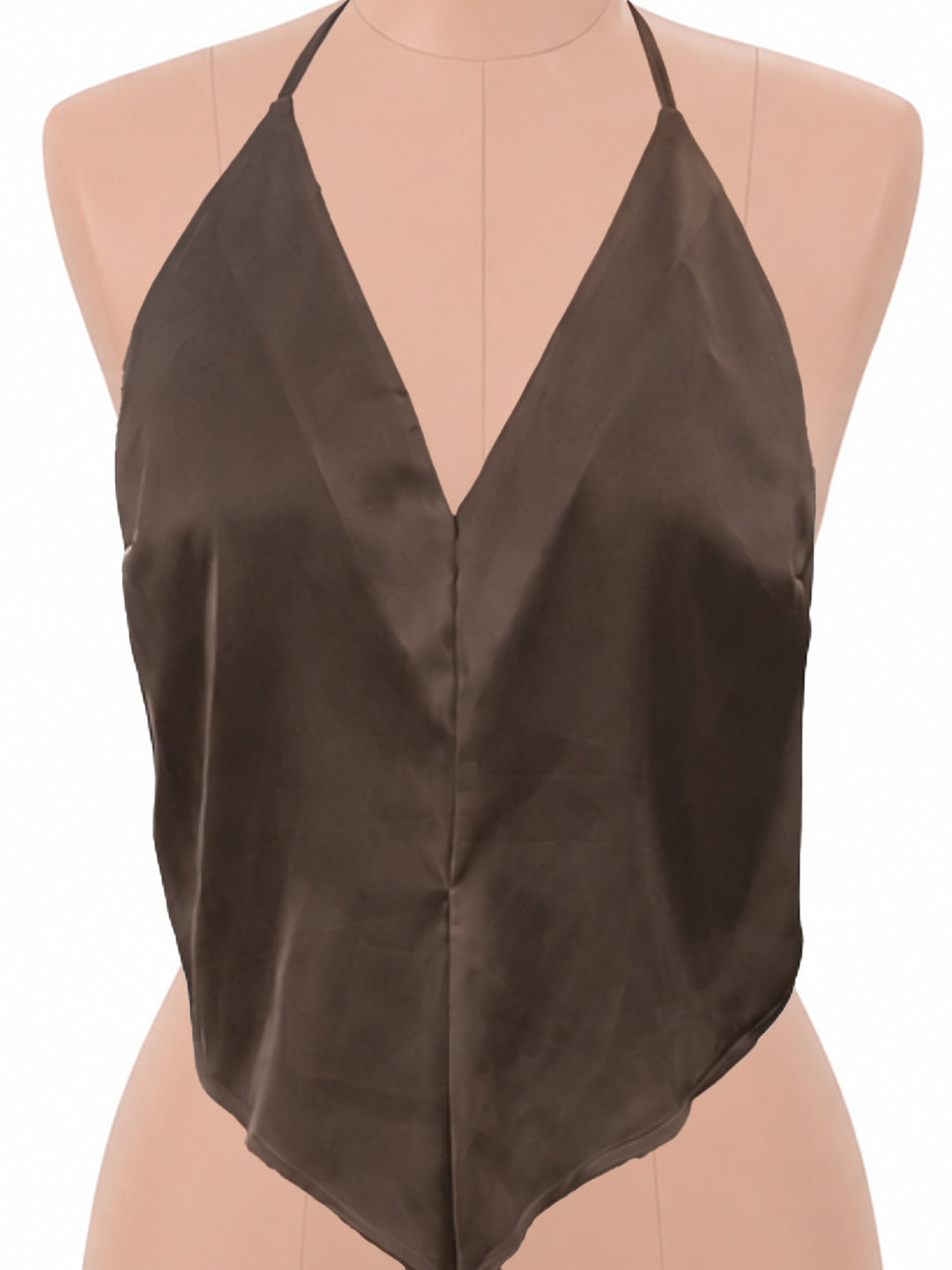 Brown Solid Sleeveless Top