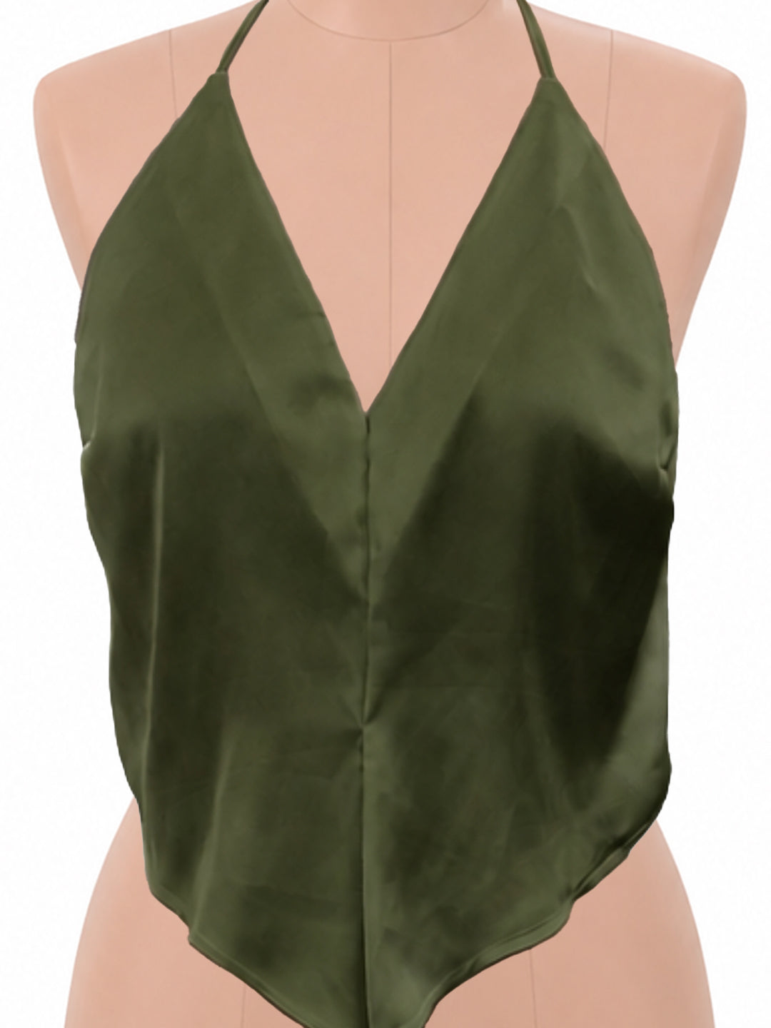 Olive Solid Sleeveless Top