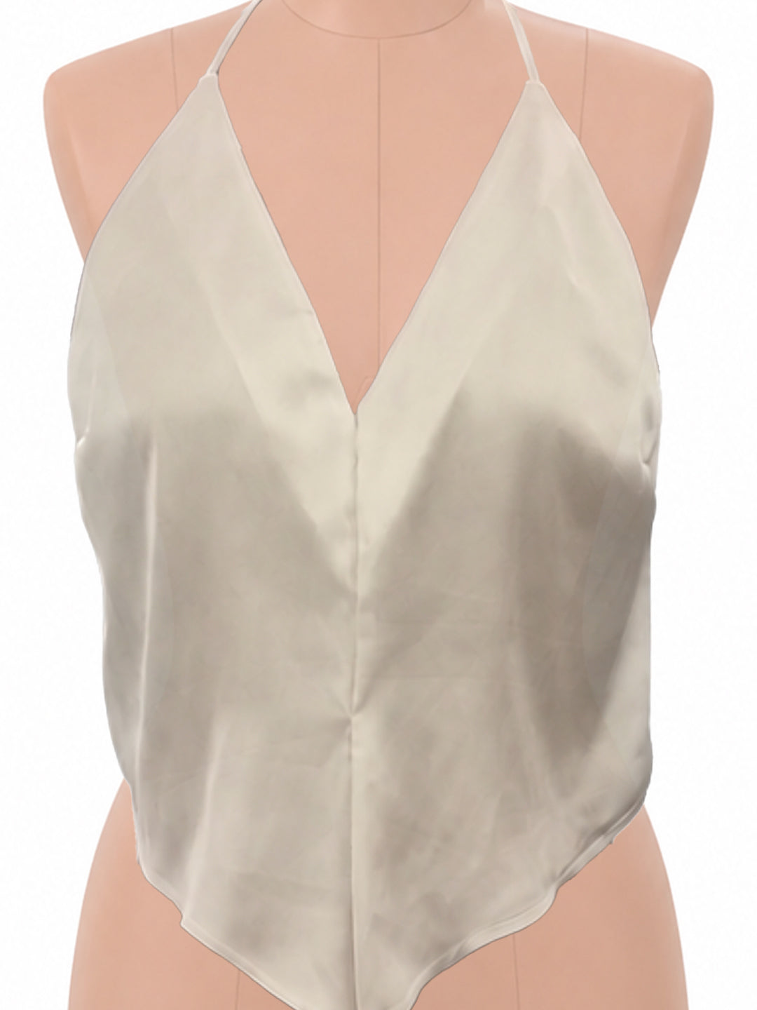 Off White Solid Sleeveless Top