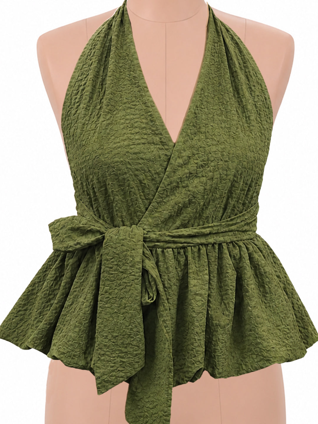 Olive Solid Sleeveless Top