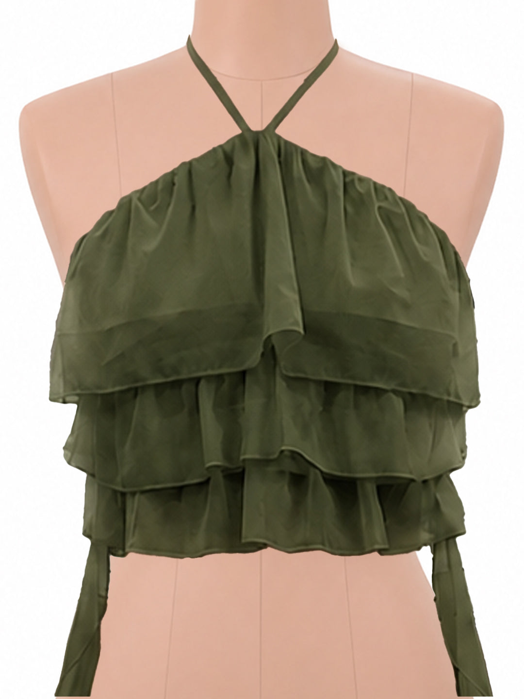 Olive Solid Sleeveless Top