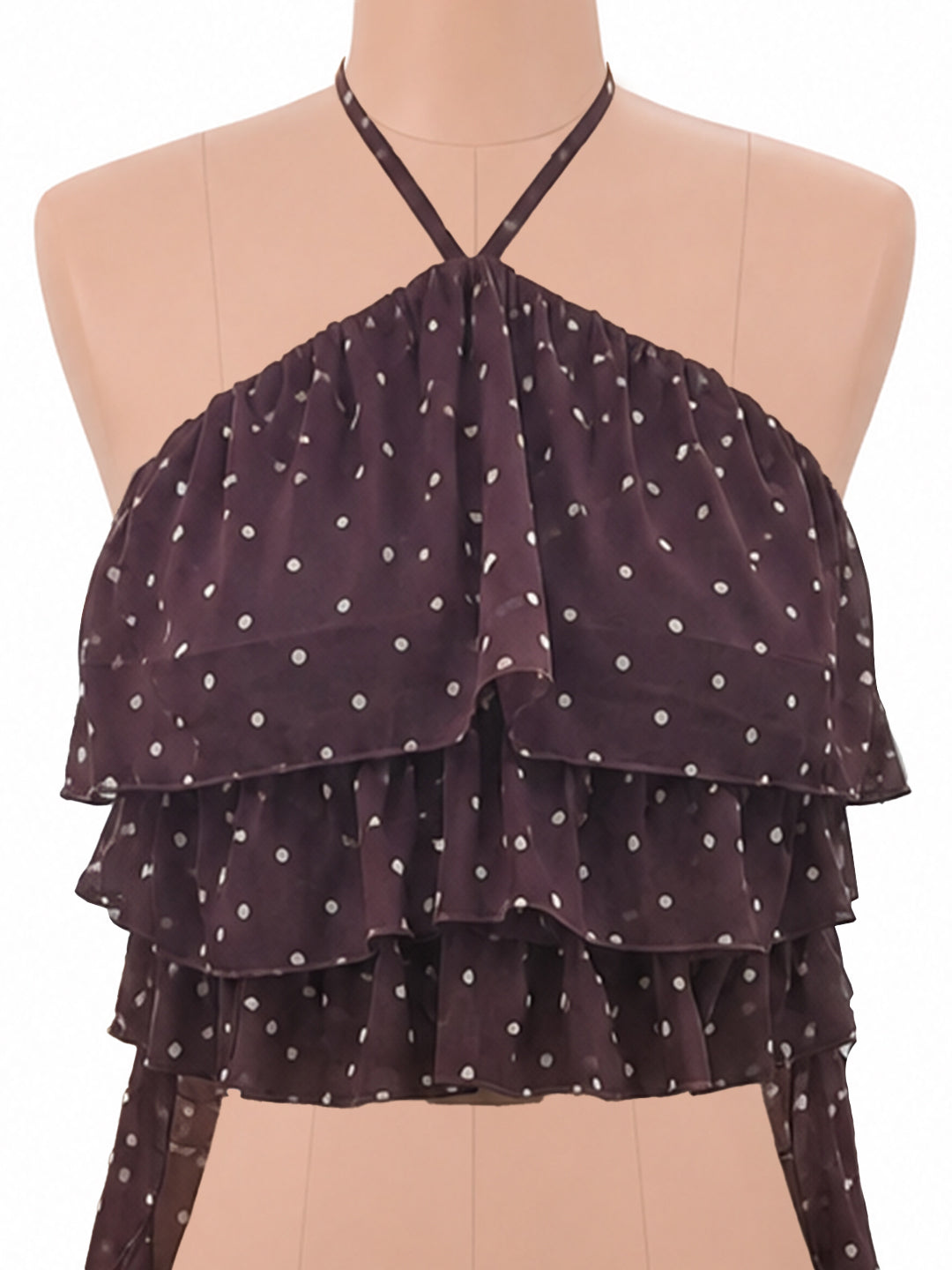 Brown Polka Dot Sleeveless Top
