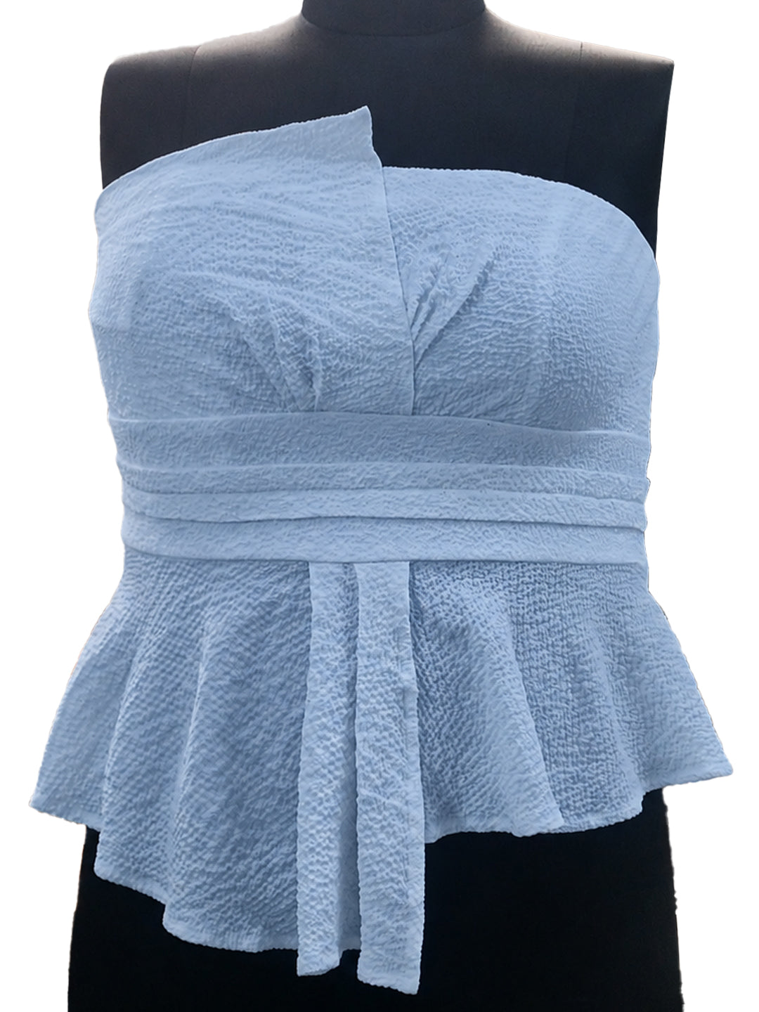 Blue Solid Off-Shoulder Top