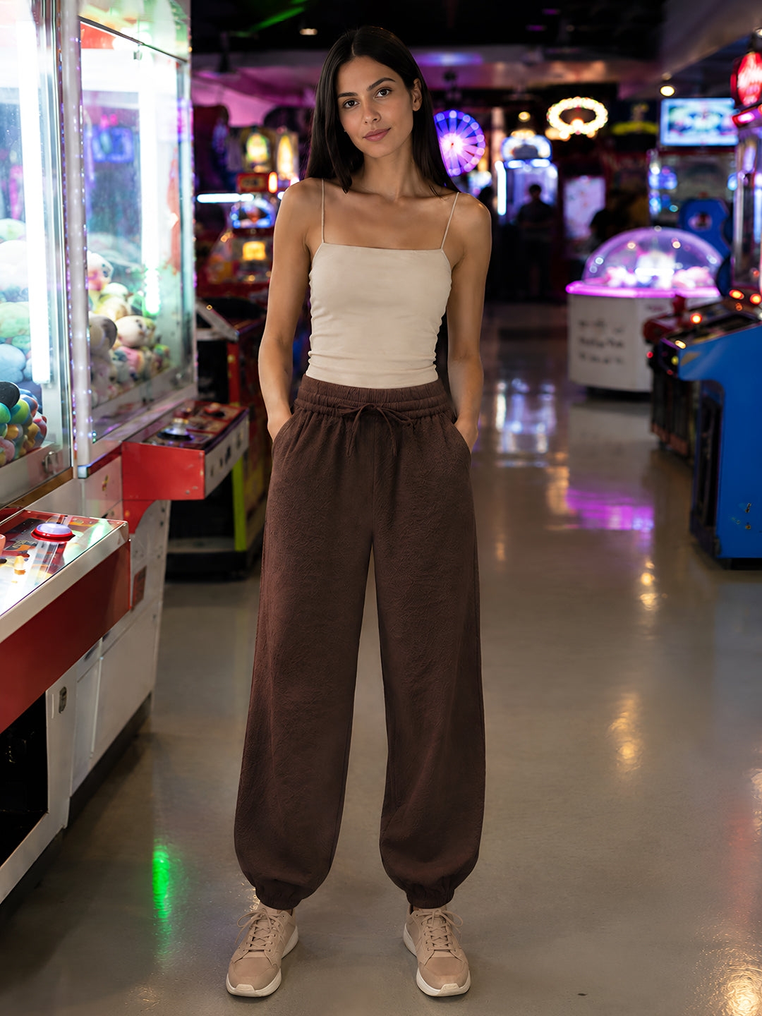 Brown Solid Joggers