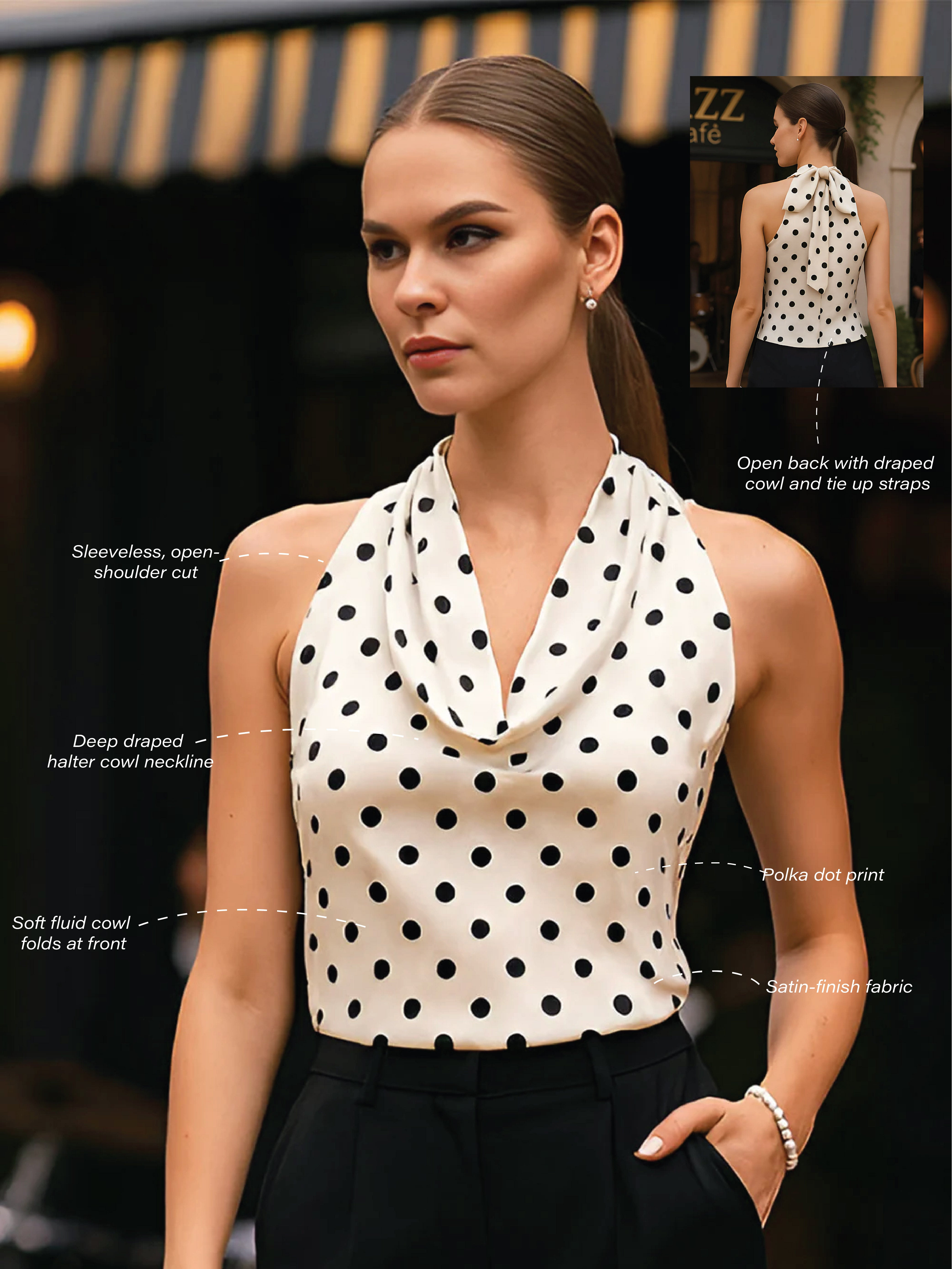 White Polka Dot Sleeveless Top