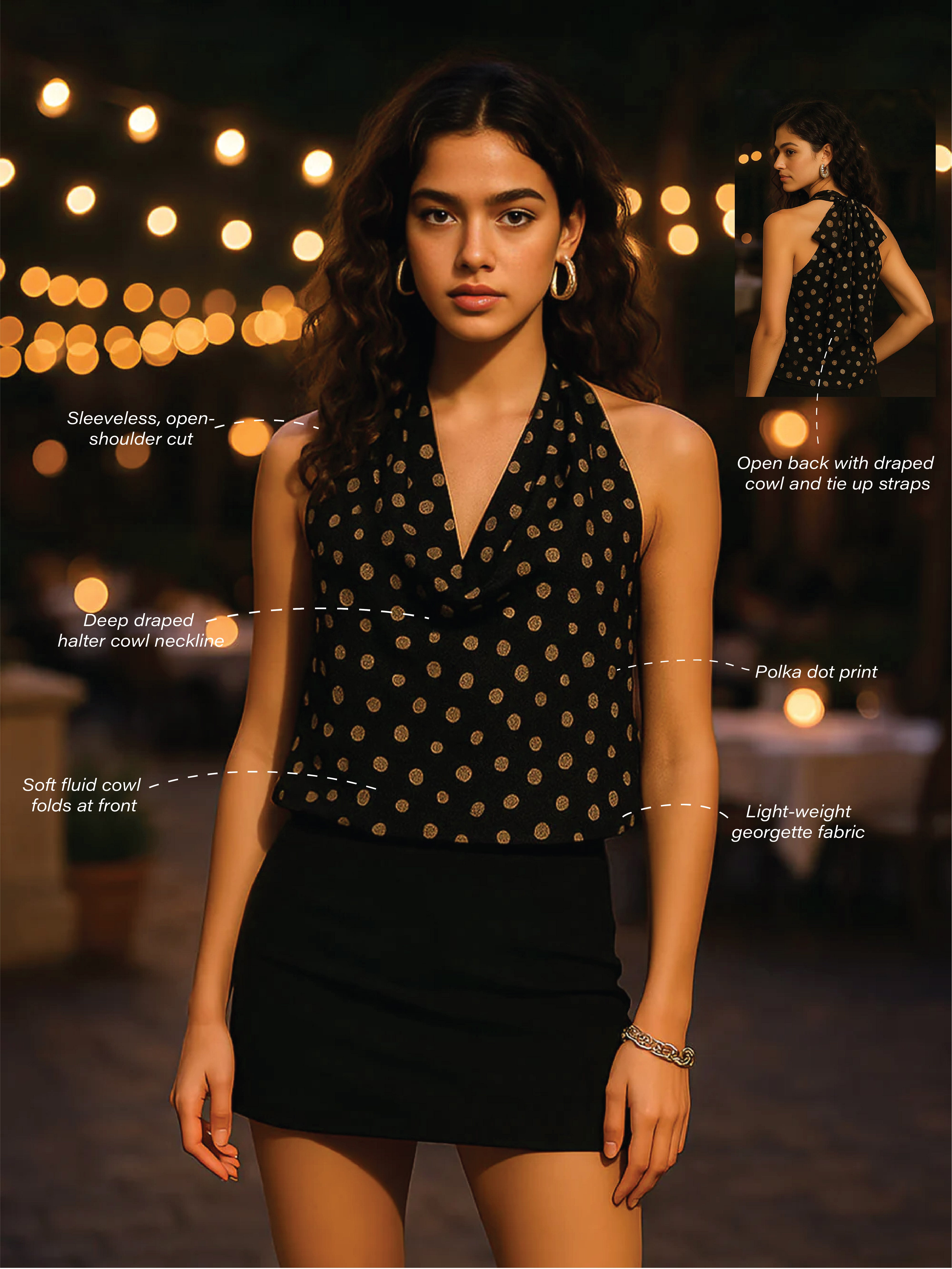 Black Polka Dot Sleeveless Top